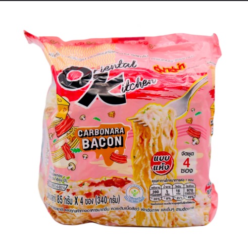 Mama Oriental Style Instant Noodles Carbonara Bacon 4x85g