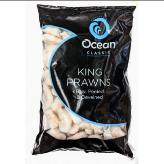 Ocean Classic 26/30 PD King Prawns Frozen IQF Raw Peeled & Deveined King 26\30