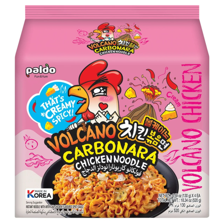 Paldo Volcano Carbonara Chicken Noodle 4 Pack