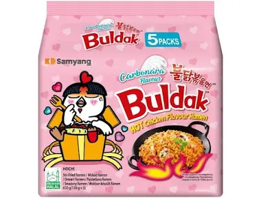 Samyang Buldak Hot Chicken Flavour Ramen Carbonara Flavour 5 Pack